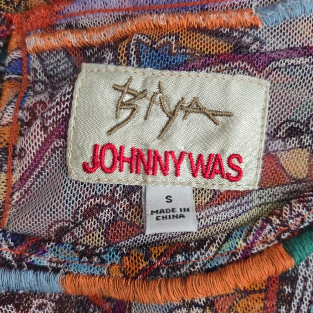 Johnny Was Paisley Mesh Dress Orange - Picture 8 of 9